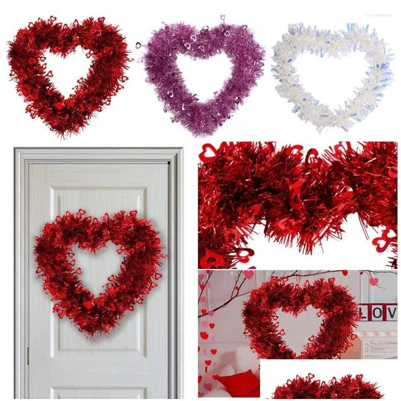 decorative flowers 30cm heart shape door wreath creative heart-shaped garland pet pendants valentine day decoration