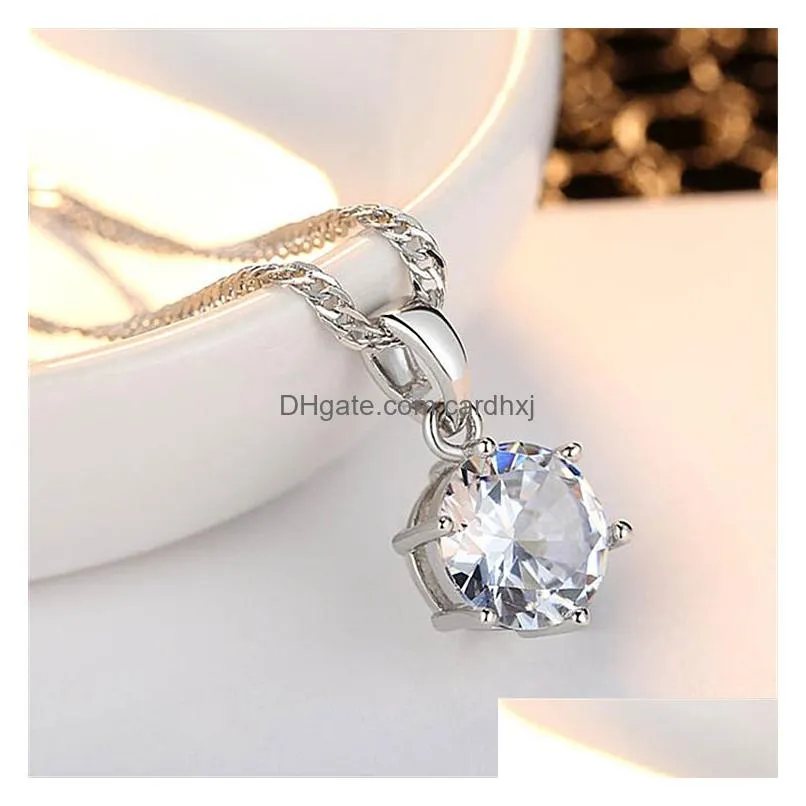 Pendant Necklaces 925 Sterling Sier Six Claw Crystal Zircon Pendant Jewelry Female Models Cute Retro Fashion Factory Wholesale Drop De Dh2Yu