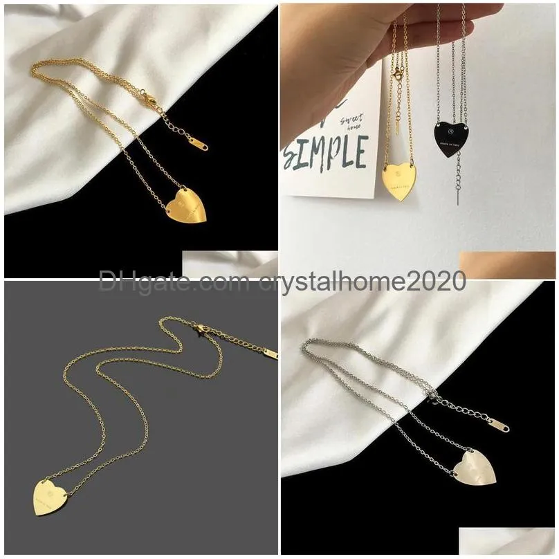 luxurious heart necklace woman stainless steel couple gold chain pendant jewelry on the neck gift for girlfriend accessories wholesale