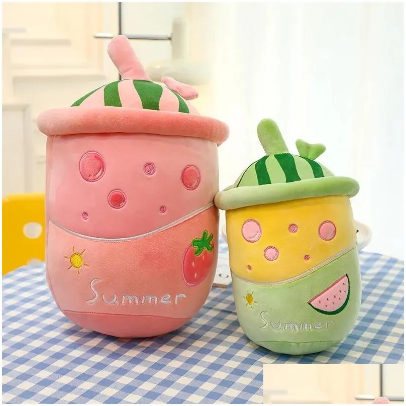 cute watermelon juice cup plush toys cartoon plush doll plush pillow peluche toys children birthday gift