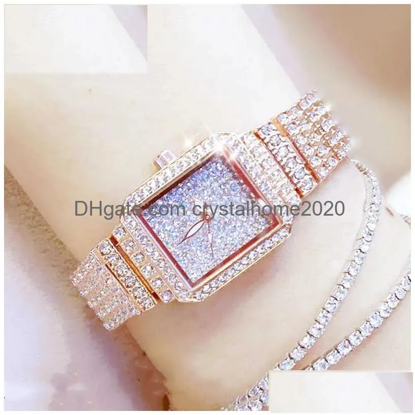 Womens Watches Dome Cameras Montre Femme 2022 Fl Diamond Quartz Women Sier Luxury Brand Crystal Square Female Wristwatch Rhinestone L Dhavd