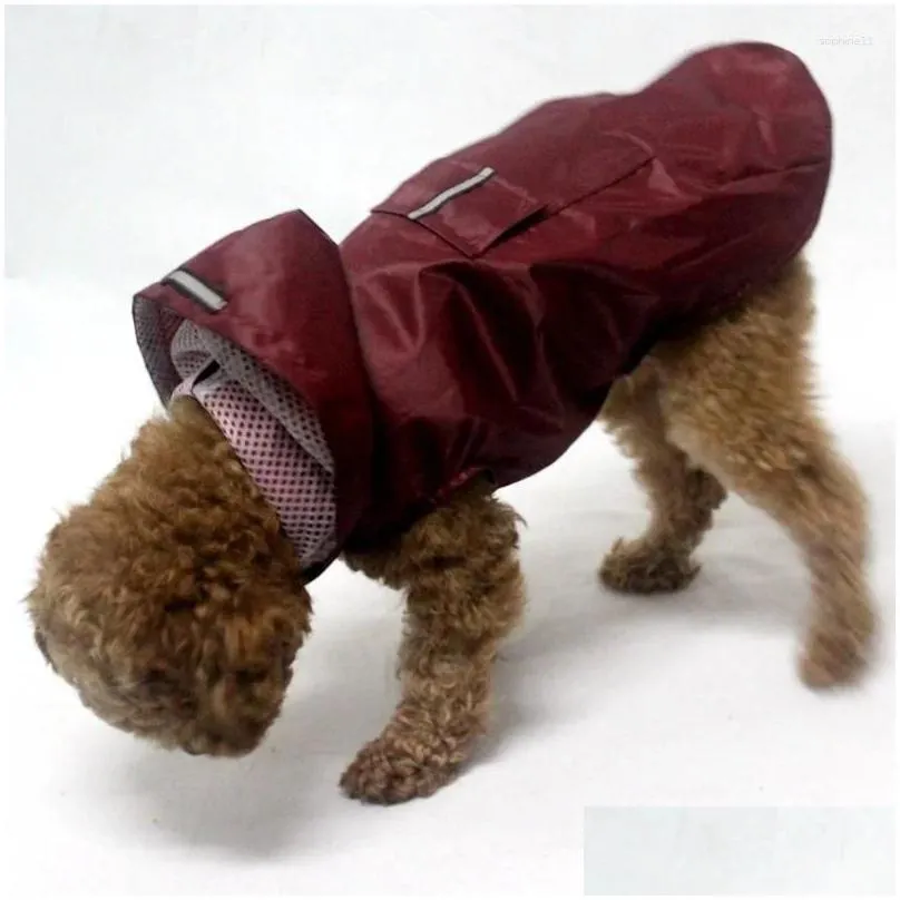 Dog Apparel Raincoat Waterproof Hoodie Jacket Rain Poncho Pet Rainwear Clothes With Reflective Stripe Outdoor Dogs Accessories Drop D Dhpgv