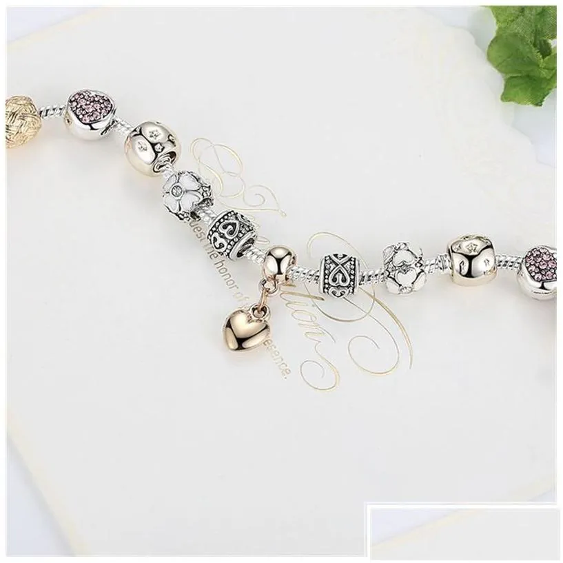 charm bracelets sier gold plated flower girls  design star love heart shaped crystal beads charms bangles fashion diy jewelr