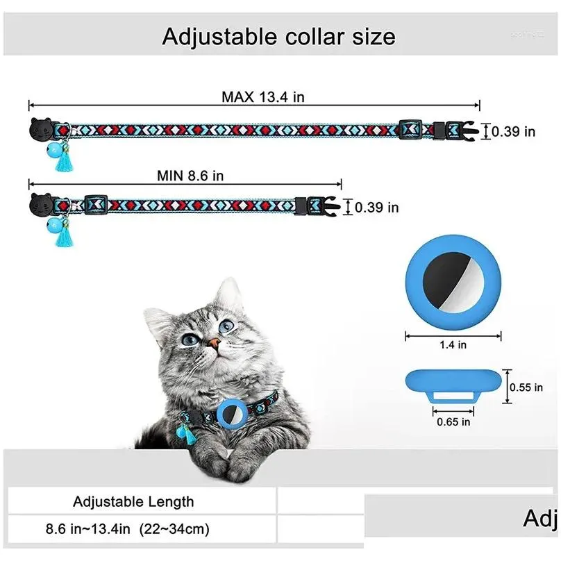 Dog Collars & Leashes Dog Collars For  Airtag Case Cat Bell Collar Gps Finder Anti-Lost Location Tracker Device Er Pet Accessorie Dhg5K