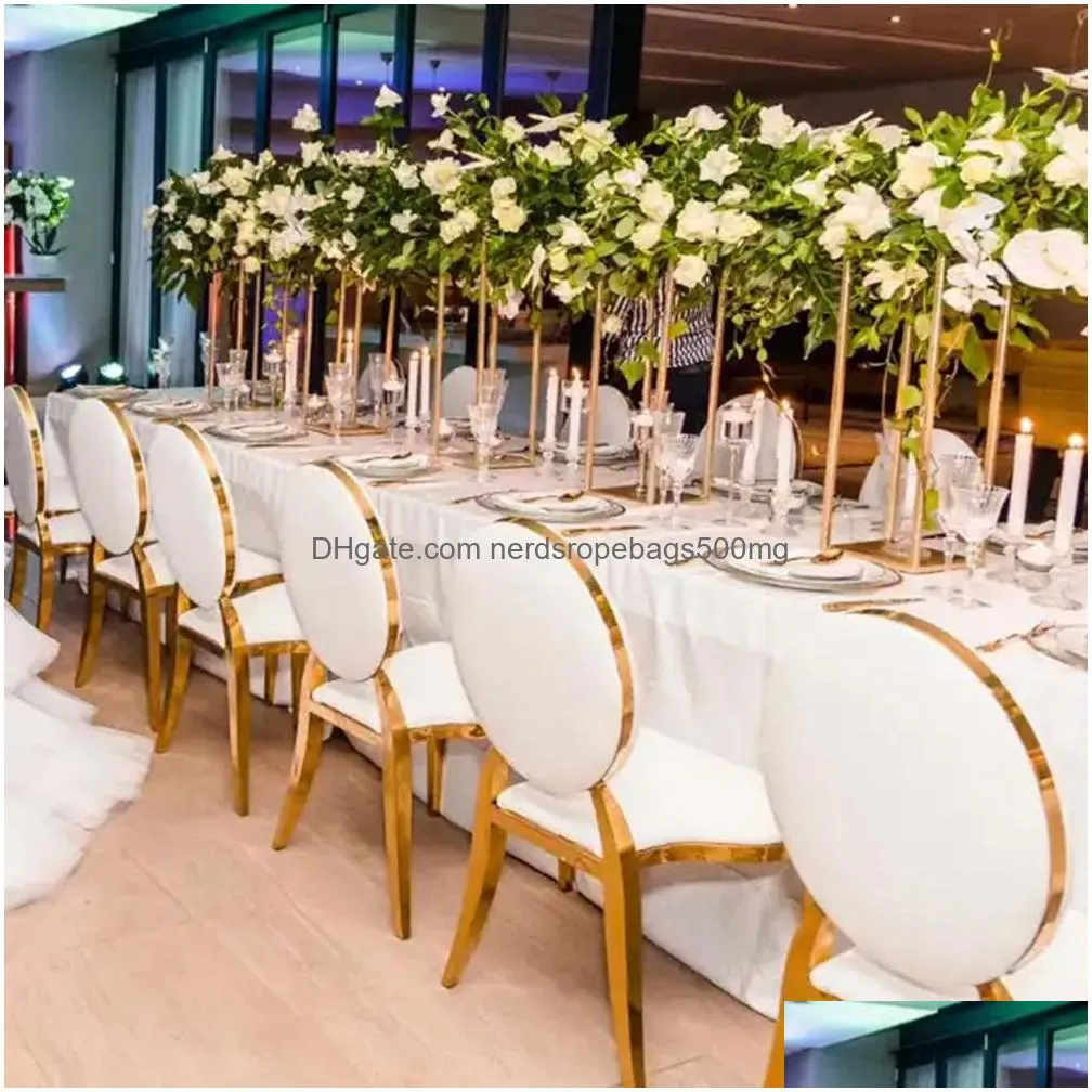 Commercial Furniture European Creative Simple Stainless Steel Wedding El Banquet Party Outdoor Table 022 Drop Delivery Home Garden Fur Dhncu