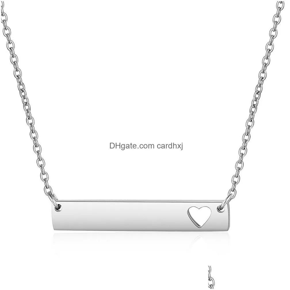 Pendant Necklaces Stainless Steel Bar Pendant Necklace New Fashion Love Heart For Women Mother Daughter Drop Delivery Jewelry Necklace Dhutz