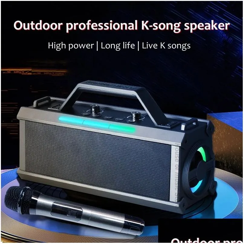 Portable Speakers Speakers 200W Peak Higower Karaoke Bluetooth Speaker 3D Stereo Surround Subwoofer Portable Home Theater Sound With Dh8Lj