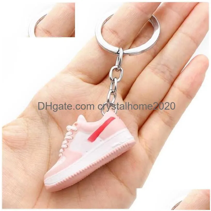 Keychains Lanyards Air Force One 3D Basketball Shoe Keychain Simation Funny Sneaker Human Finger Skateboard Mini Drop Delivery Dhn6O
