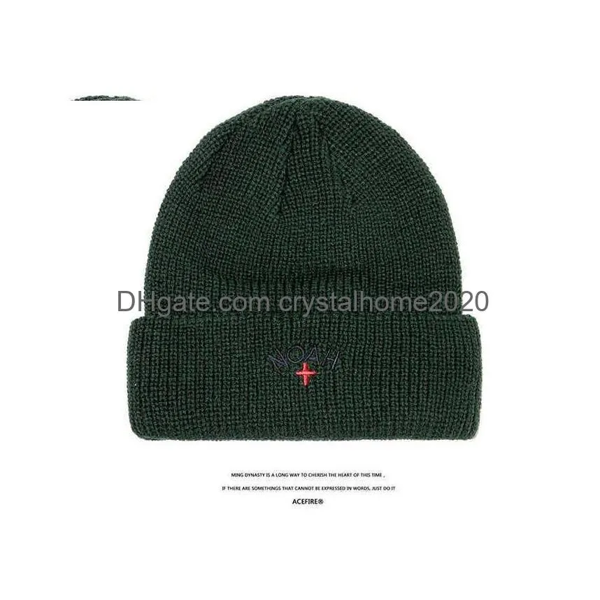 Beanie/Skl Caps Autumn And Winter Hat Noah Cold Letter Knitted Woolen Embroidery Cross Warm Ins Tide Outdoor Sports T221020 Drop Deli Dhm8P