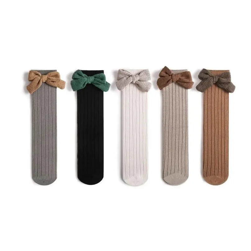 socks cel autumn new children`s socks baby girl`s stockings solid bow without heel socks