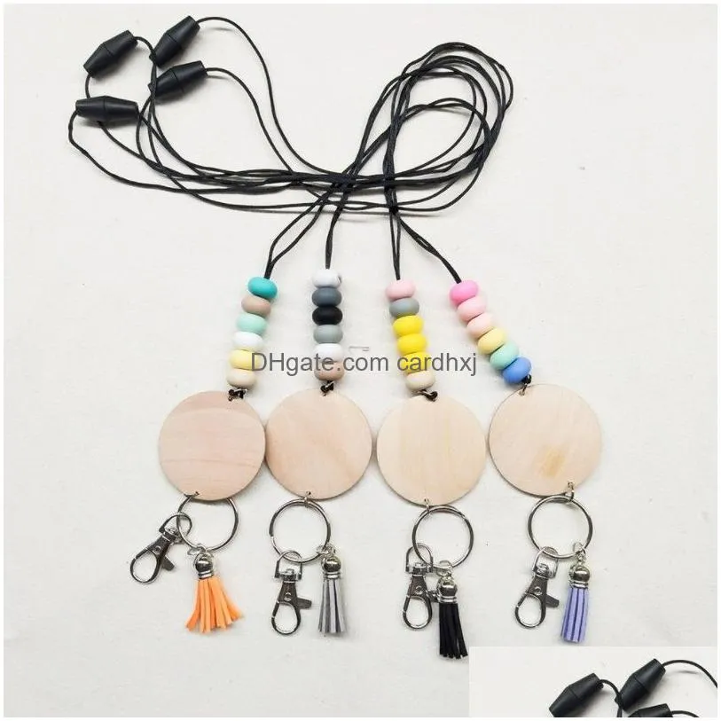 Pendant Necklaces Wholesale Personalized Sile Bead Pencil Necklace Blank Disc Tassel Pendant Chain Mticolor Drop Delivery Jewelry Neck Dhpz2