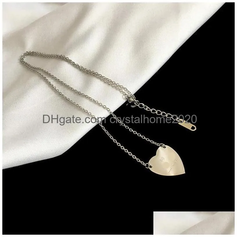 heart necklace women stainless steel couple rose gold chain pendant jewelry valentine christmas day gift for girlfriend accessories