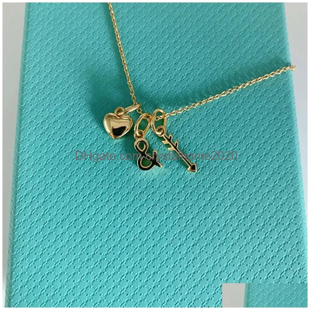 Anynecklace T S925 Sterling Sier Cupid Arrow Love Necklace Female Minority Temperament Key Clavicle Chain Simple Pendant Drop Deliver Dh9Kd