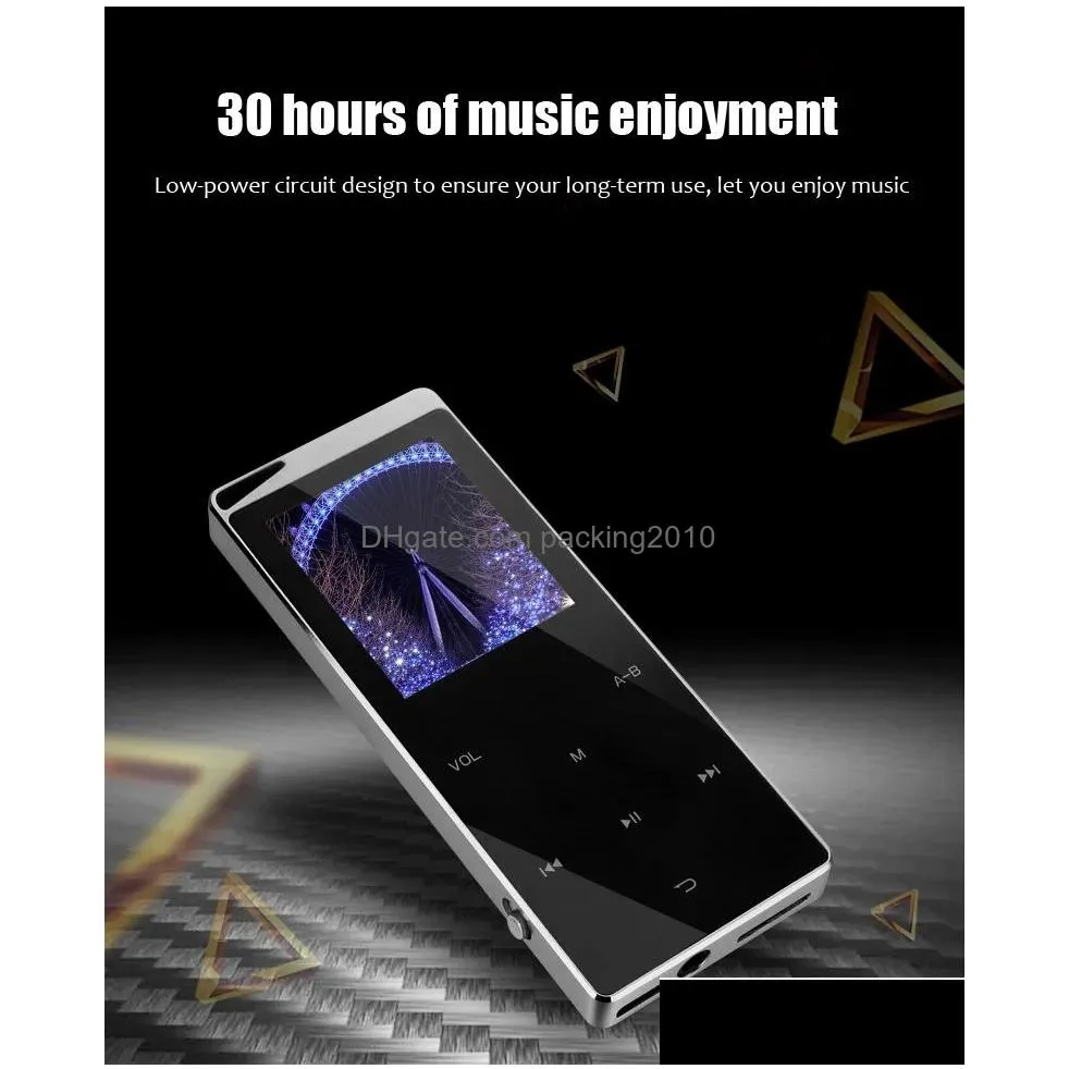 Mp3 & Mp4 Players Players Mp3 Player With Bluetooth Speaker Touch Key Builtin 8Gb 16Gb Hifi Metal Mini Portable Walk Man Radio Fm Rec Dhaze