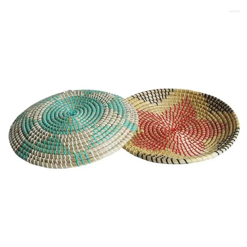 table mats round woven placemats natural straw braided heat resistant non-slip weave