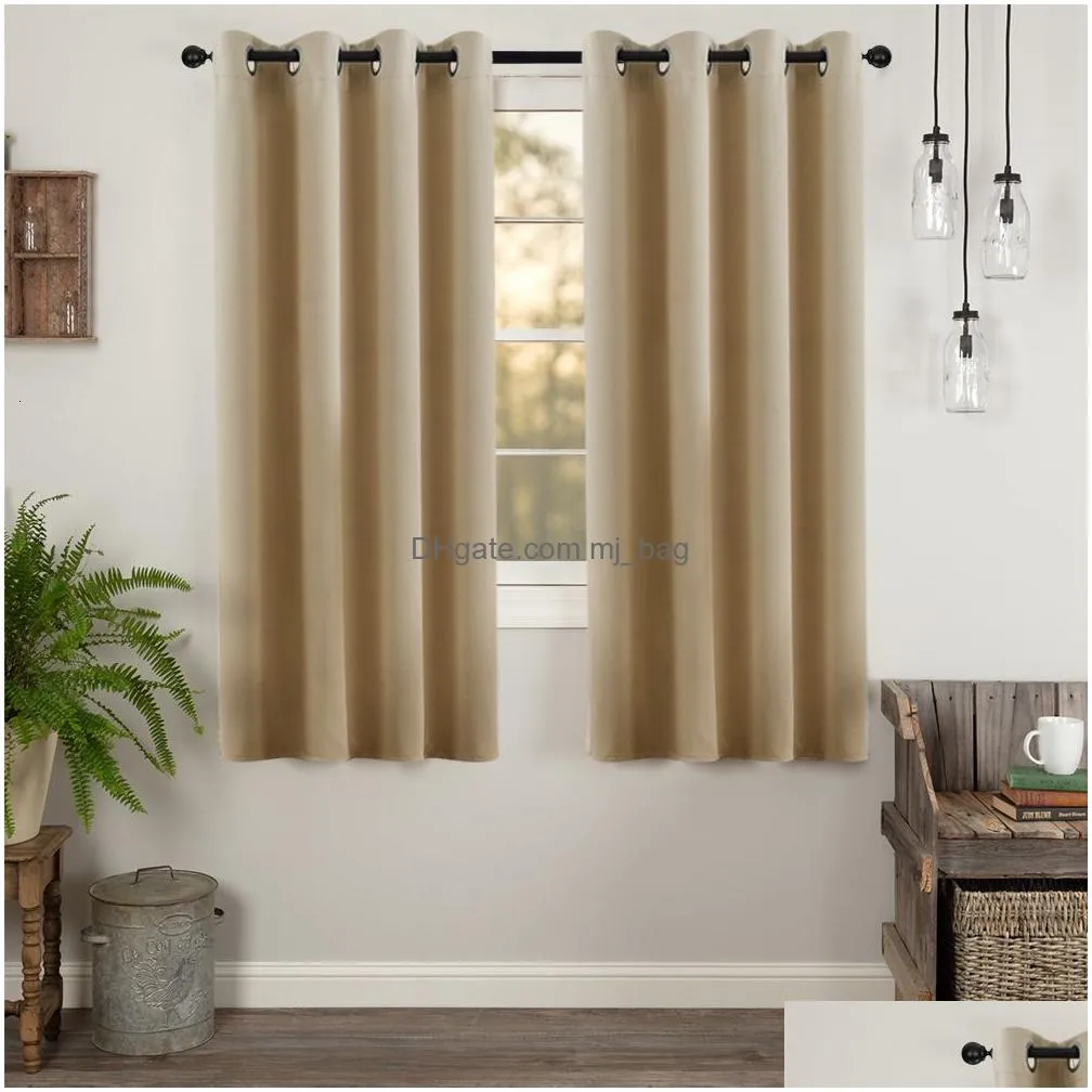 Curtain Modern Blackout Short In The Living Roomroom Window Treatments Kitchen Decor Solid Color Thick Blinds Drapes Custom Drop Deliv Dhgva