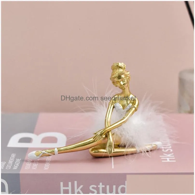 Decorative Objects & Figurines Decorative Objects Figurines Northouins Nordic Deluxe Cute Ballet Girl Resin Body Dancer Statue Family Dhmjg