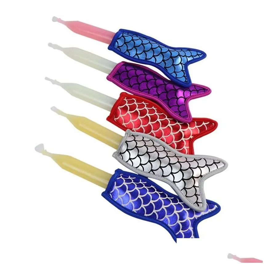 Ice Cream Tools Neoprene Ice Cream Holders Waterproof Zer  Er Laser Mermaid Tail Scales Popsicle Holder Kitchen Tools Accessory Dro Dhyx2