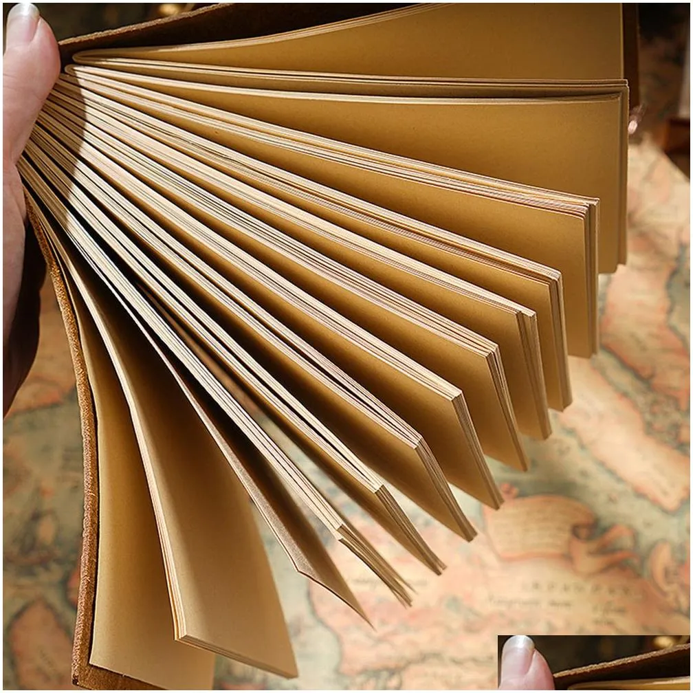 Notepads Wholesale Notepads High Quality Vintage Handmade Notebook Original Sketch Organizer Retro Leather Notepad Environmental Paper Dhg36