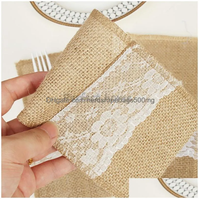 Other Festive & Party Supplies Christmas Tableware Set Linen Lace Decoration Knife And Fork Bag Party Wedding Festival By Ocean- P79 D Dhq0K