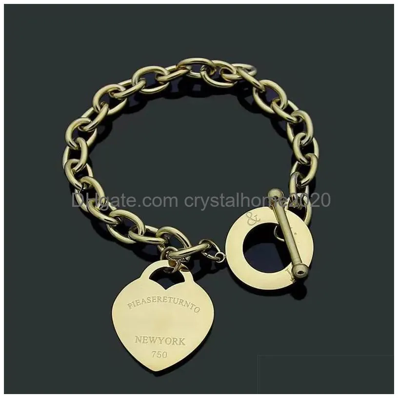 Anynew Brand Ot Clasps Love Charm Bracelet Classic T Letter Designer Couples Chain Fashion Men And Women Jewelry Drop Delivery Dhyes