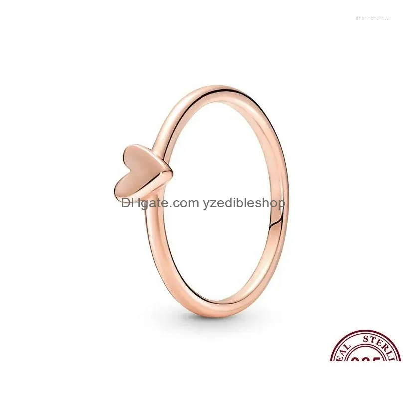 Cluster Rings 925 Sier Shiny Wishing Bone Eternal Love Heart Womens Logo Ring High Quality Diy Fashion Charm Jewelry Drop Delivery Dhv9F