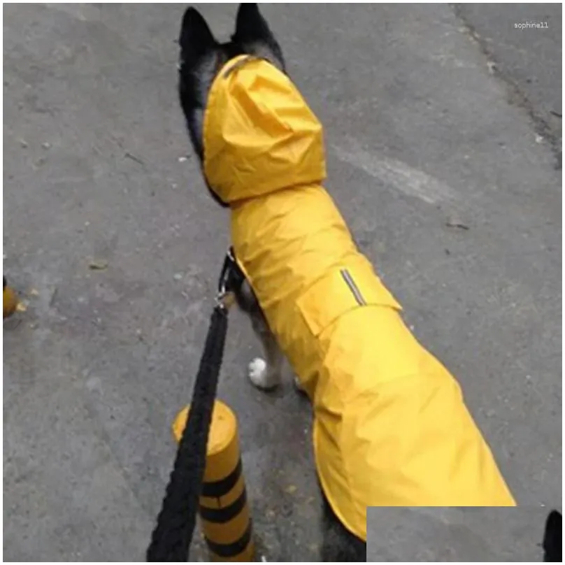 Dog Apparel Raincoat Waterproof Hoodie Jacket Rain Poncho Pet Rainwear Clothes With Reflective Stripe Outdoor Dogs Accessories Drop D Dhpgv