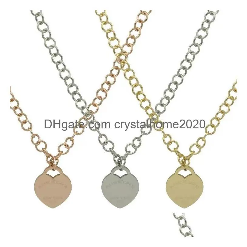 fashion new t necklace womens heart necklace double peach heart 18k gold titanium steel coarse designer necklace pendant necklace