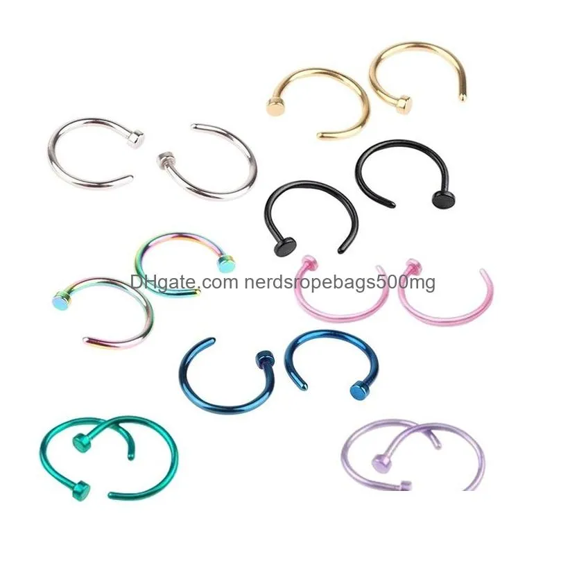 Party Favor Trendy Nose Rings Body Piercing Jewelry Fashion Stainless Steel Hoop Ring Earring Studs Fake Non P58 Drop Delivery Home Ga Dhc20