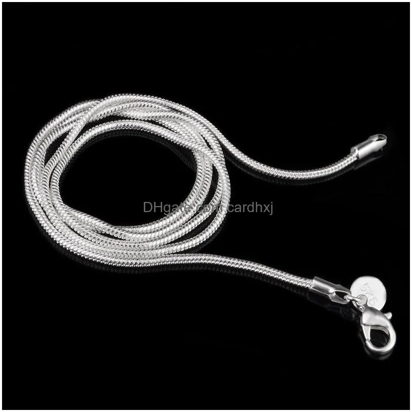 Chains 925 Sier P Smooth Snake Chains Necklace 1Mm Chain Mixed Size 16 18 20 22 24 Inch Drop Delivery Jewelry Necklaces Pendants Dhgaa