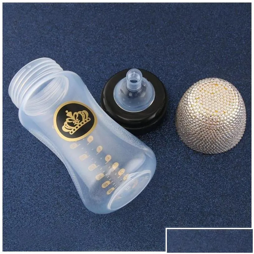 Baby Bottles 240Ml Bling Baby Feeding Bottle With Luxury Pacifier 8Oz Wide Caliber Born Nursing A 220414 Drop Delivery Baby Kids Mat