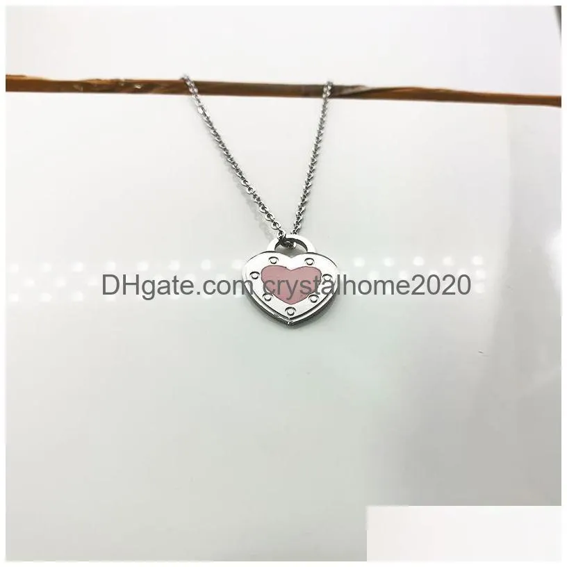 19mm necklace womens couple stainless steel epoxy heart pendant blue pink green red jewelry on the neck valentine day gift accessories