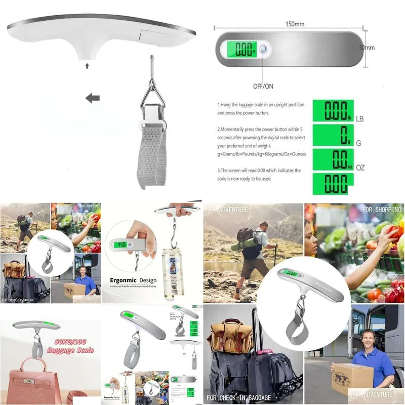 Storage Bags New Storage Bags Mini Electronic Lcd Display Backlit Scale Portable Travel Lage Bag 50Kg/10G Hanging Kitchen Drop Deliver Dhoys