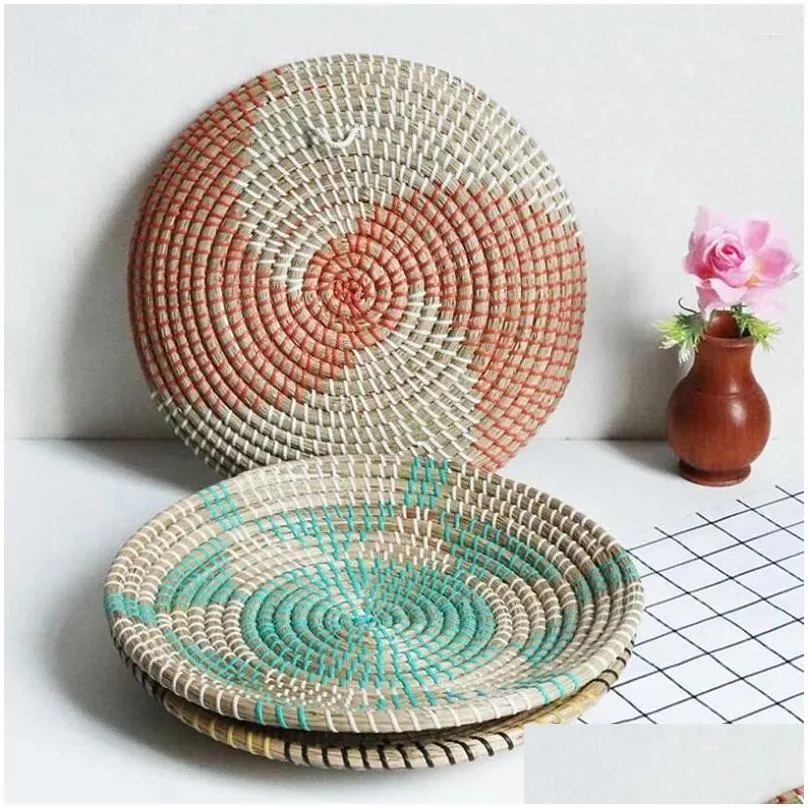 table mats round woven placemats natural straw braided heat resistant non-slip weave