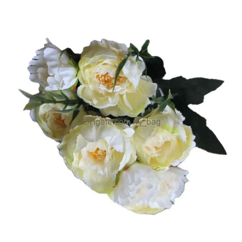 Decorative Flowers & Wreaths Decorative Flowers Wreaths Heads/Bouquet Mariage Christmas Simation Real Touch Artificial Peony Flower Va Dh93G