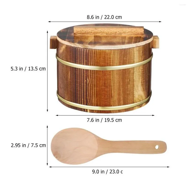 dinnerware sets rice barrel cereal container wooden restaurant bucket steamer sushi cooling bowl cooking with lid kitchen steamed cask
