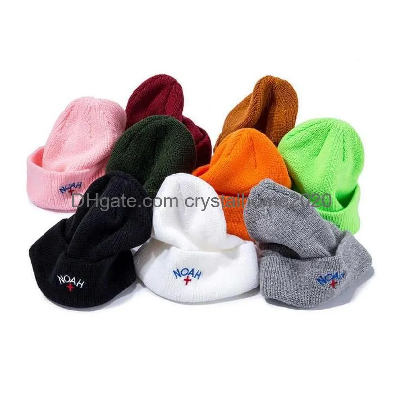 Beanie/Skl Caps Autumn And Winter Hat Noah Cold Letter Knitted Woolen Embroidery Cross Warm Ins Tide Outdoor Sports T221020 Drop Deli Dhm8P