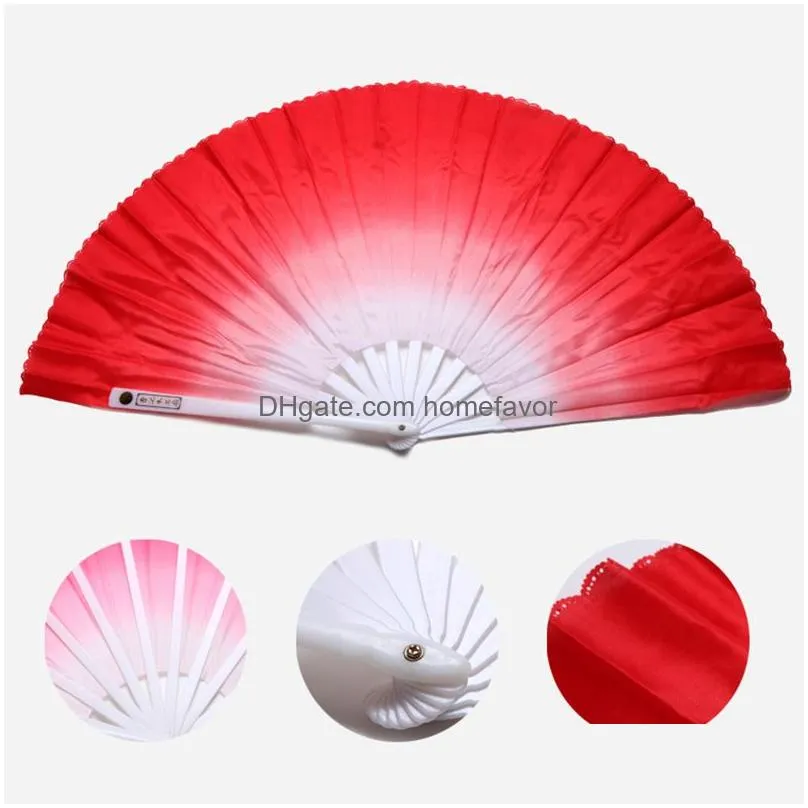 Arts And Crafts Folding Hand Fans Gradient Dance Fan Gifts Portable Plastic Bone Yangko Performance Square Wedding Drop Delivery Home Dhmqo