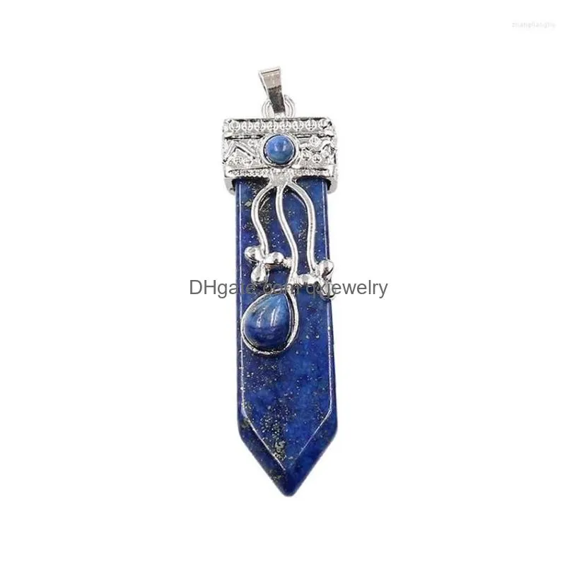 Pendant Necklaces Reiki Healing Nce Natural Gems Stone Pendants Pendum Retro Agates Amethysts Lapis Opal Crystal Quartz Drop Delivery Dhjry