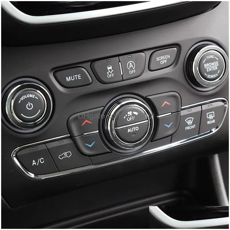 accessories car cd switch button knob cover ring audio switch bezel for grand cherokee 2014 auto exterior accessories