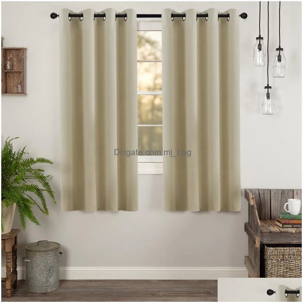 Curtain Modern Blackout Short In The Living Roomroom Window Treatments Kitchen Decor Solid Color Thick Blinds Drapes Custom Drop Deliv Dhgva