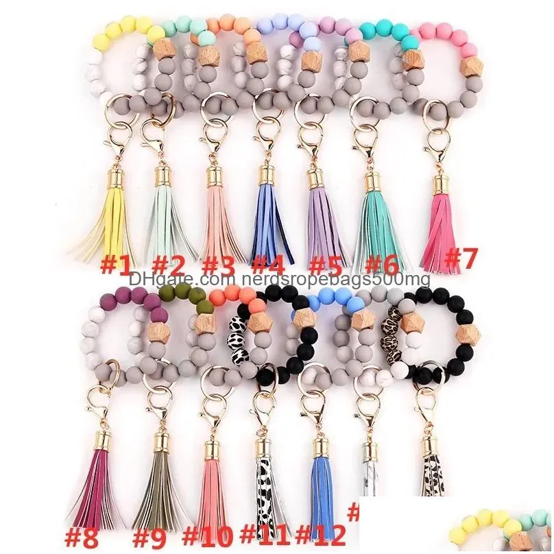 Party Favor 14Styles Sile Bead Bracelets Beech Tassel Key Chain Pendant Leather Bracelet Womens Jewelry By Ocean- P169 Drop Delivery H Dhcng