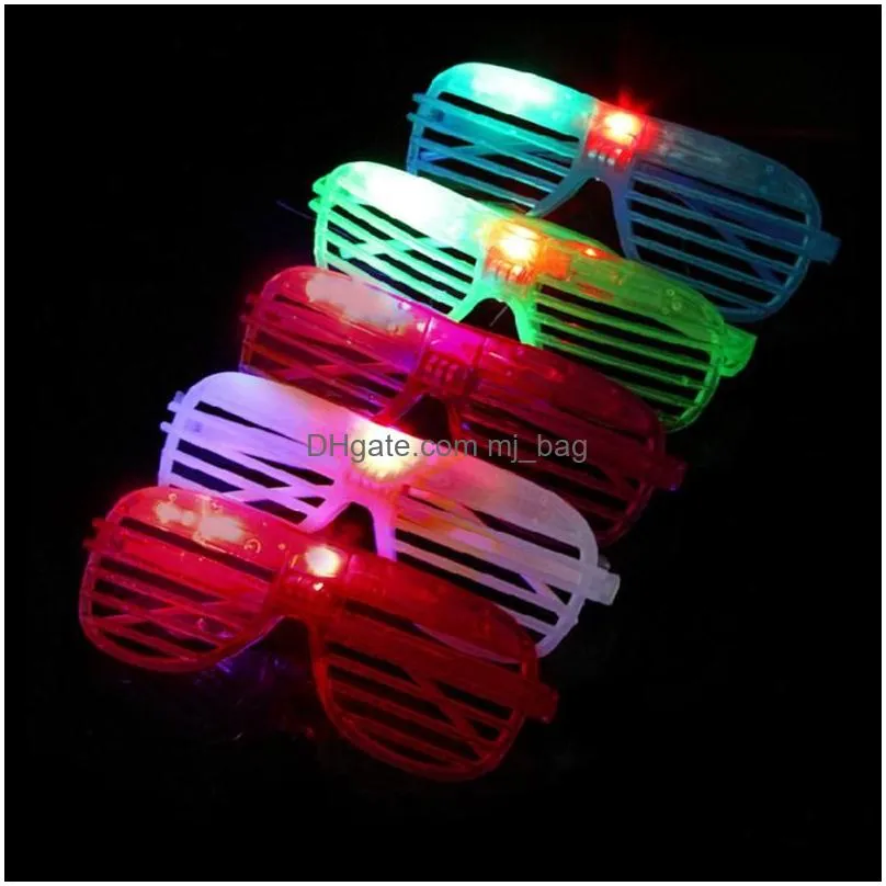 Party Masks Wedding Mask Glasses Entertainment Funny Tricks Toy Led Flashing Shutter Glowing Blind Glass With Battery 1371 Drop Deliv Dhkpa