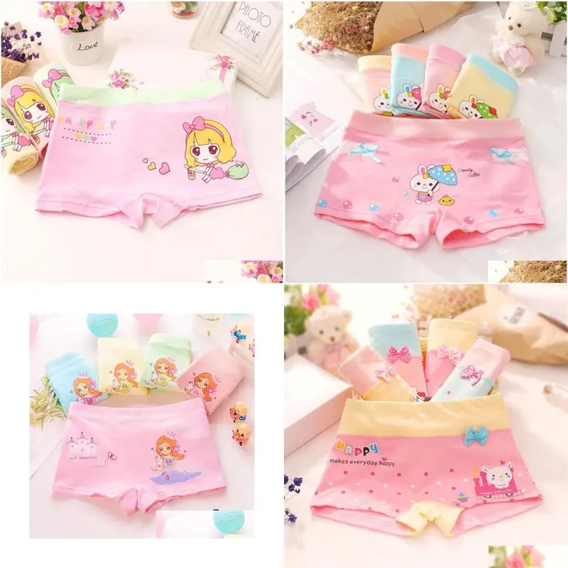 girls panties kids cotton underwear childrens briefs cartoon short 5pcs/lot 240228