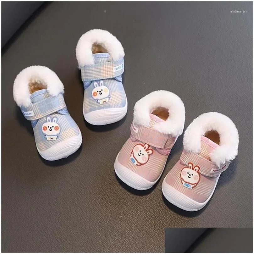 first walkers baby kids boots boys / girls cartoon anti-slip anti kicking functional shoe soft sole squeaky sneakers 2024 winter