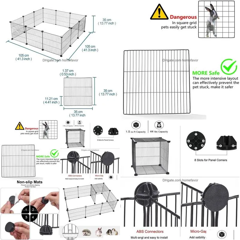 Small Animal Supplies Cages 12Pcs Pet Playpen Crate Iron Fence Puppy Kennel House Exercise Training Kitten Space Dog Rabbits Small Ani Dhh32