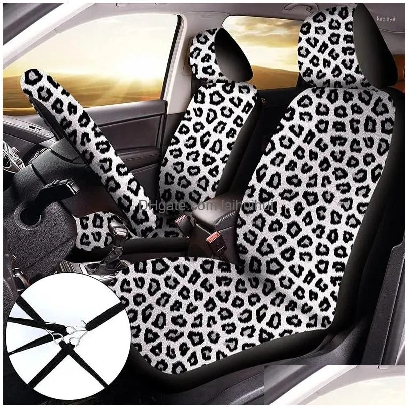 car seat covers 15pcs leopard print cover kit steering wheel belt pads coasters armrest pad keychain