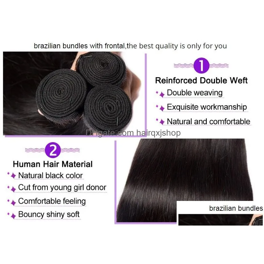 Human Hair Weaves 9A 100 Unprocessed Human Hair Weaves With Lace Closure Silk Straight Brazilian Peruvian Remy Bundles And Closure6486 Dh0Jc