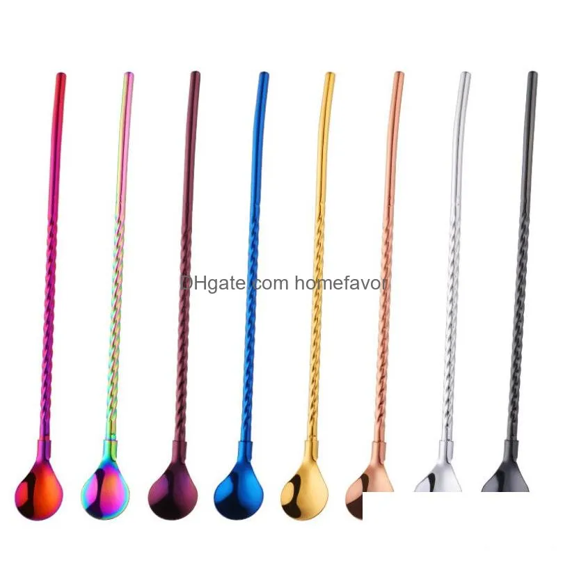 Drinking Straws The Latest Stainless Steel St Spoon Dual Purpose A Variety Of Colors Can Choose Safe Food Grade Thread Be Stirred For Dhjbr
