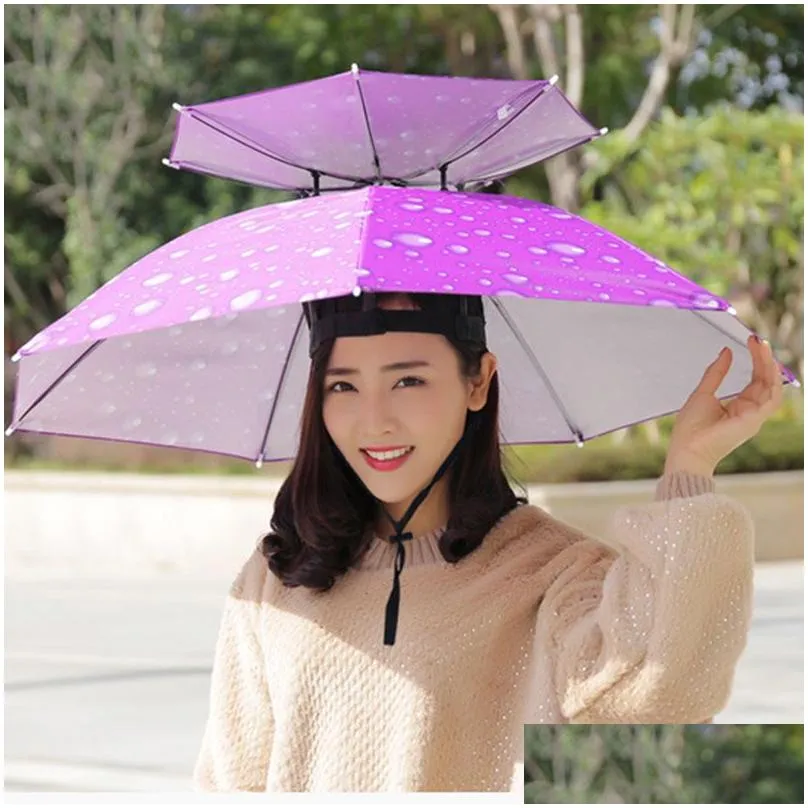 portable sun rain umbrella hat foldable outdoor sunshade waterproof camping fishing golf gardening headwear cap beach head hats hands free umbrellas